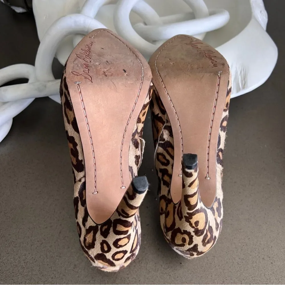 Sam Edelman Leopard Print High-Heeled Ankle Boots with Zipper Size 10